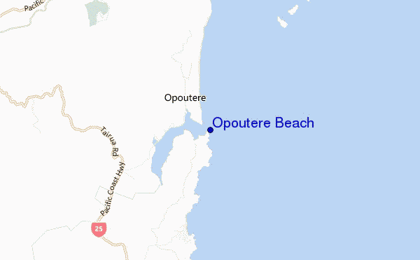 mapa de localização de Opoutere Beach