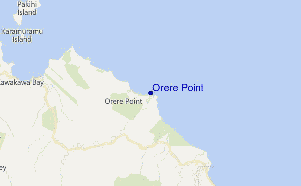 mapa de localização de Orere Point