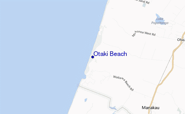 mapa de localização de Otaki Beach