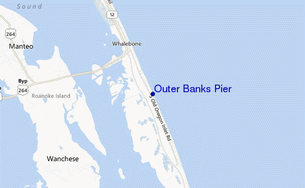 mapa de localização de Outer Banks Pier