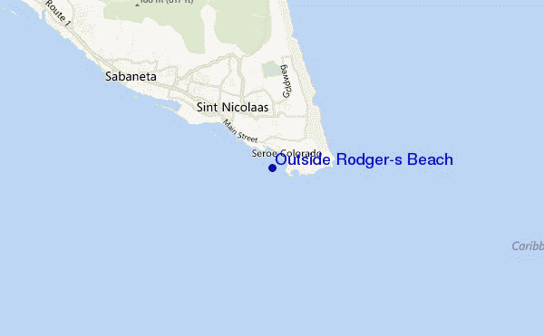 mapa de localização de Outside Rodger's Beach