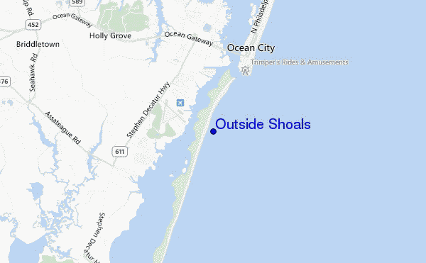 mapa de localização de Outside Shoals
