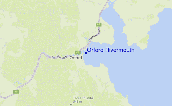 mapa de localização de Orford Rivermouth