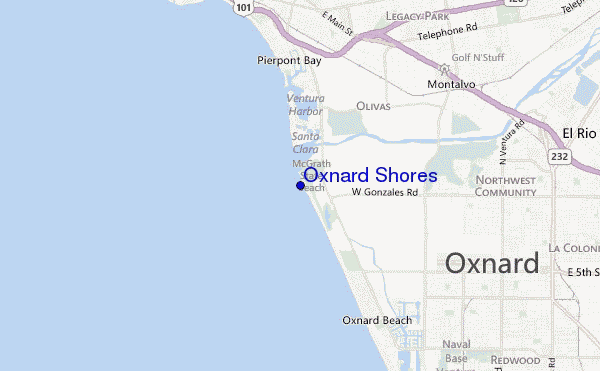 mapa de localização de Oxnard Shores