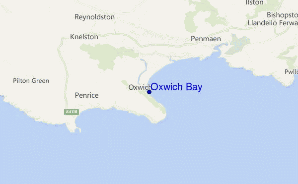 mapa de localização de Oxwich Bay