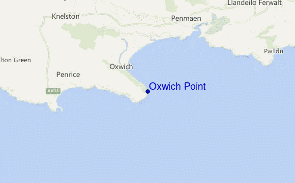 mapa de localização de Oxwich Point