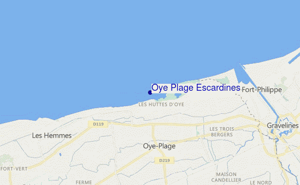 mapa de localização de Oye Plage Escardines