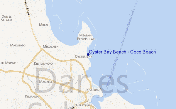 mapa de localização de Oyster Bay Beach - Coco Beach