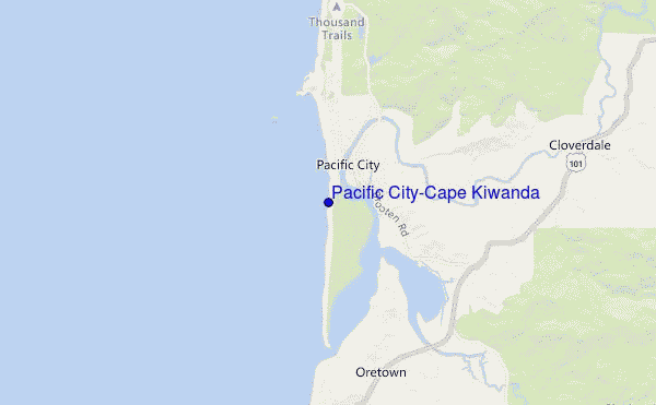 mapa de localização de Pacific City/Cape Kiwanda