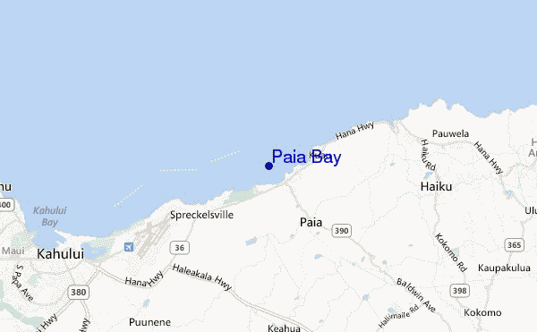 mapa de localização de Paia Bay