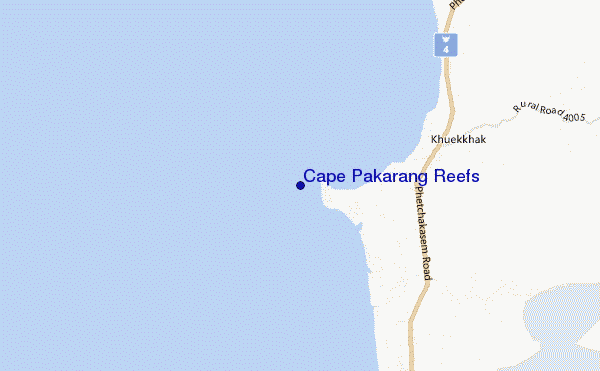 mapa de localização de Cape Pakarang Reefs