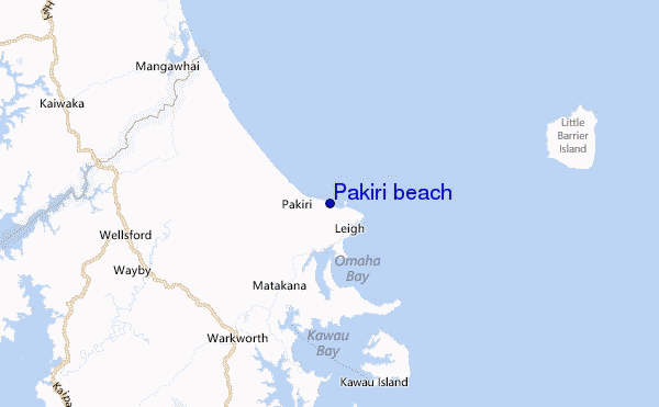 Pakiri beach Location Map