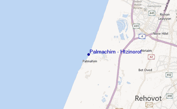 mapa de localização de Palmachim - Htzinorot
