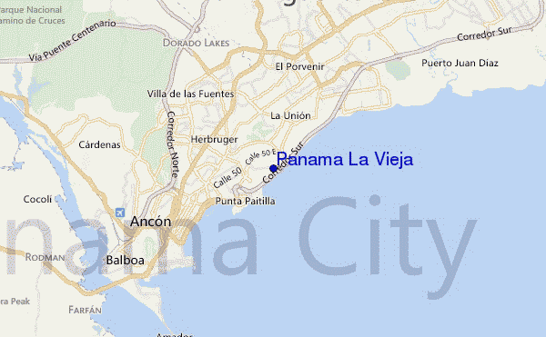 mapa de localização de Panama La Vieja