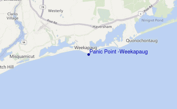 mapa de localização de Panic Point (Weekapaug)
