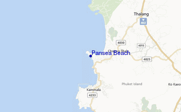 mapa de localização de Pansea Beach