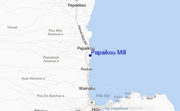 mapa de localização de Papaikou Mill