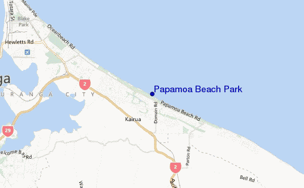 mapa de localização de Papamoa Beach Park