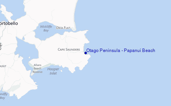 mapa de localização de Otago Peninsula - Papanui Beach