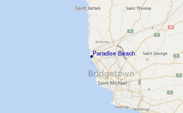 mapa de localização de Paradise Beach