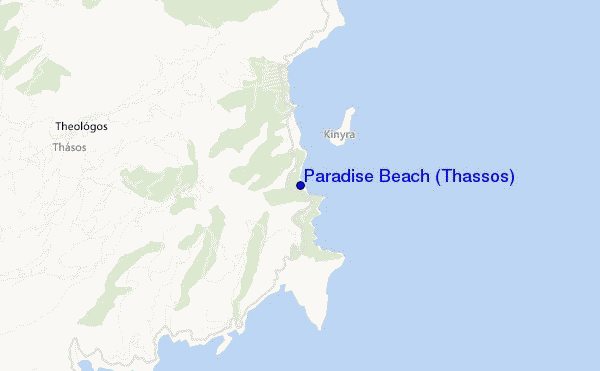 mapa de localização de Paradise Beach (Thassos)