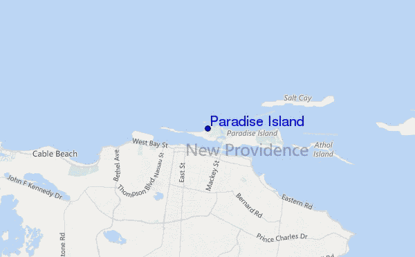 mapa de localização de Paradise Island