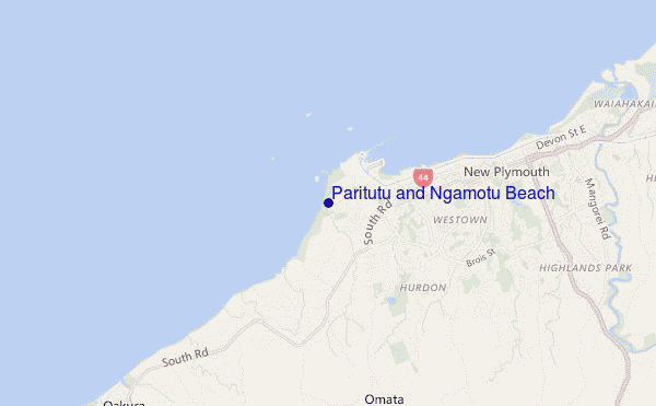 mapa de localização de Paritutu and Ngamotu Beach