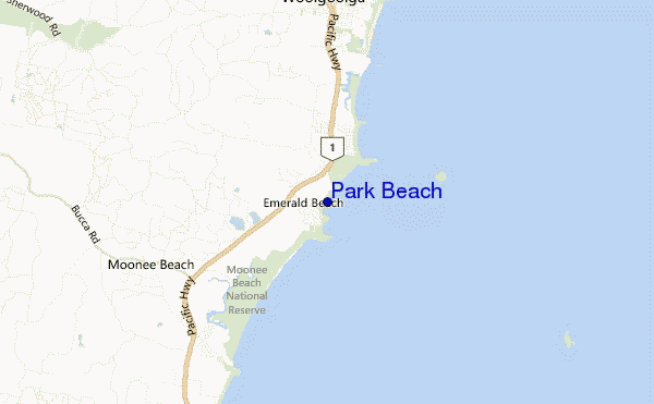 mapa de localização de Park Beach