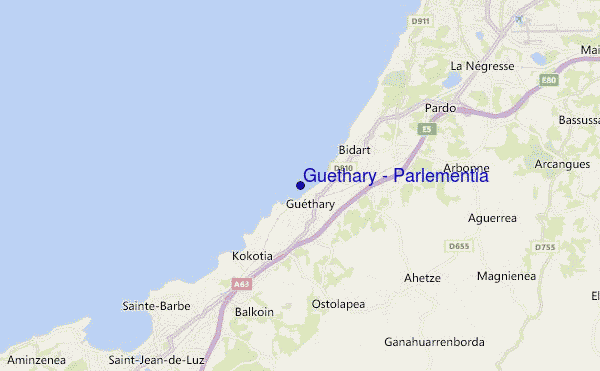 mapa de localização de Guethary - Parlementia