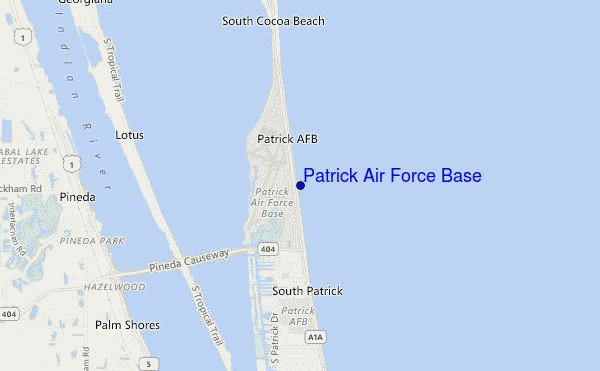 mapa de localização de Patrick Air Force Base