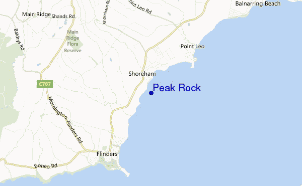 mapa de localização de Peak Rock