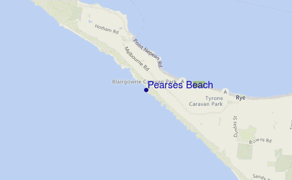 mapa de localização de Pearses Beach