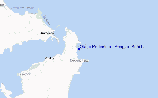 mapa de localização de Otago Peninsula - Penguin Beach