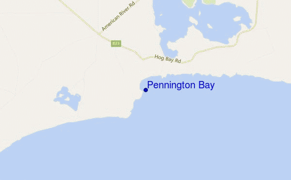 mapa de localização de Pennington Bay