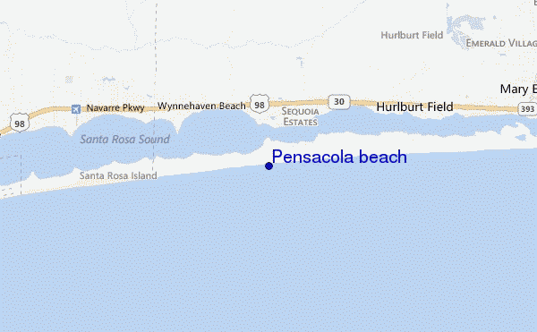 mapa de localização de Pensacola beach