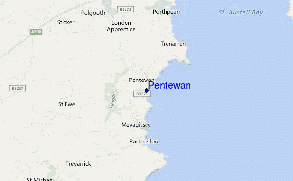 mapa de localização de Pentewan