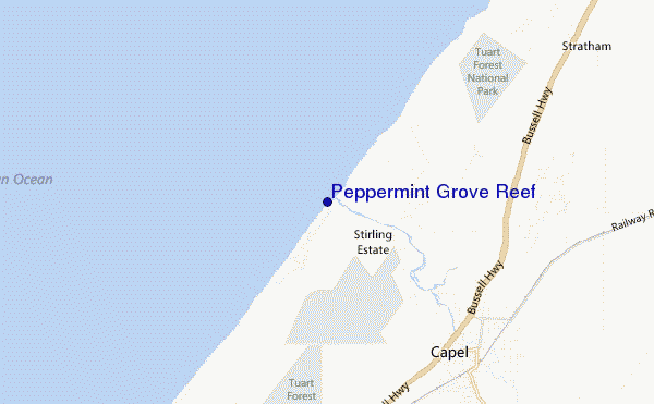 mapa de localização de Peppermint Grove Reef