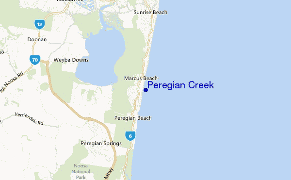 mapa de localização de Peregian Creek