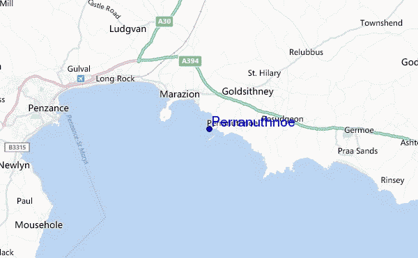 mapa de localização de Perranuthnoe