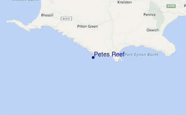 mapa de localização de Petes Reef