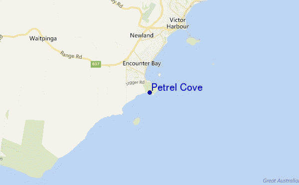 mapa de localização de Petrel Cove