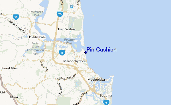 mapa de localização de Pin Cushion