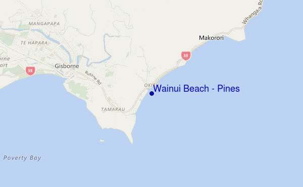 mapa de localização de Wainui Beach - Pines