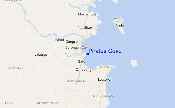 mapa de localização de Pirates Cove
