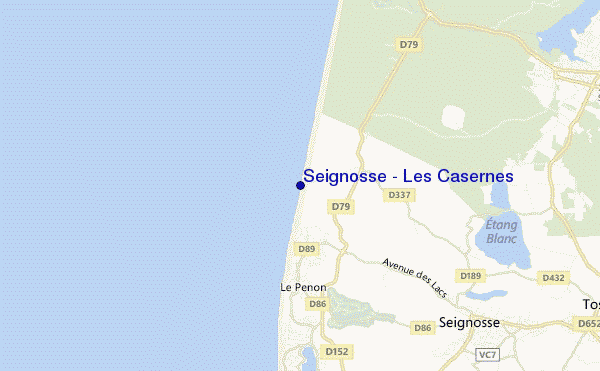 mapa de localização de Seignosse - Les Casernes