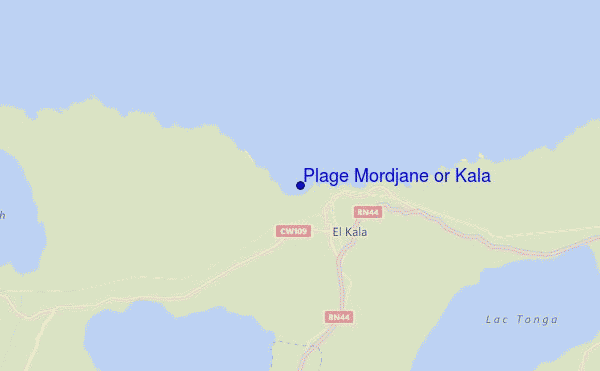 mapa de localização de Plage Mordjane or Kala