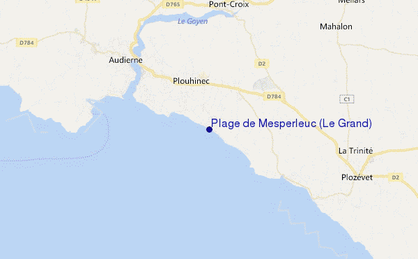 mapa de localização de Plage de Mesperleuc (Le Grand)