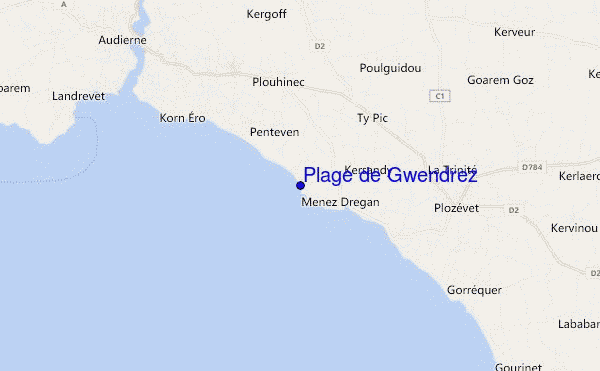 mapa de localização de Plage de Gwendrez