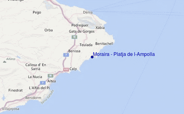 Moraira - Platja de l'Ampolla Location Map