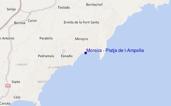 mapa de localização de Moraira - Platja de l'Ampolla
